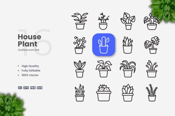 House Plant Icons: Versatile Graphics for Real Crafting