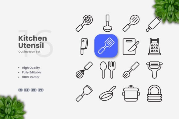 Kitchen Utensil Icons: Minimal Graphics for Real Crafts