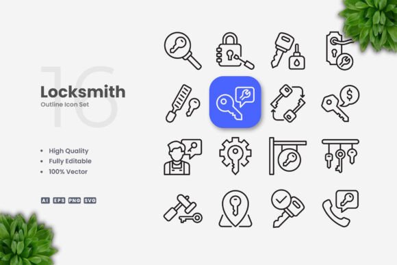Locksmith Icons: Essential Graphics and Icons for Handmade Crafts
