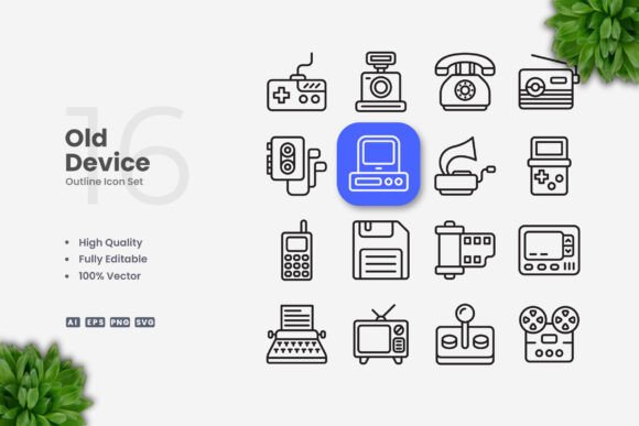 Old Device Icons Graphics for Handmade Creators