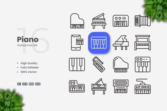 Piano Icons: Essential Graphics for Modern Design Projects