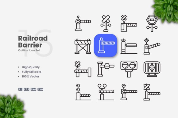 Railroad Barrier Icons: Essential Graphics for Editorial Design