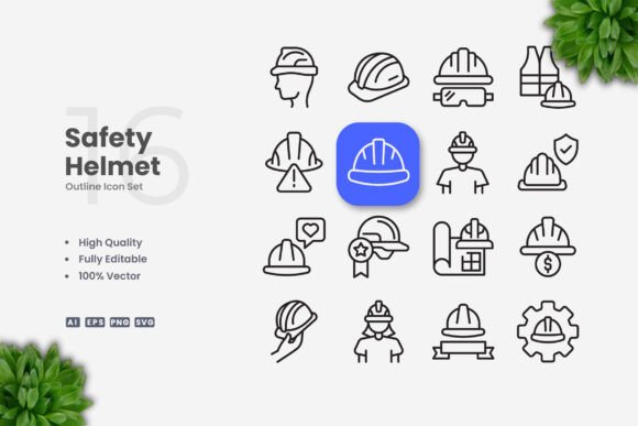Safety Helmet Icons Graphics for Real Crafts