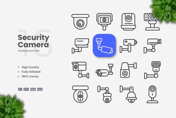 Security Camera Icons for Crafting and Design
