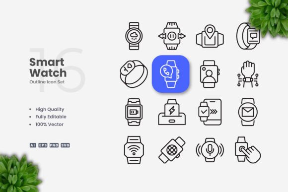 Smartwatch Icons: Modern Graphics for Clean Editorial Design