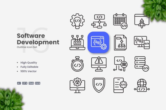 Software Development Icons for Local Business Branding