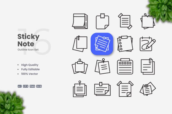 Sticky Note Icons for Modern Graphic Design