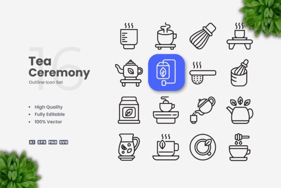 Tea Ceremony Icons: Clean Graphics for Modern Branding