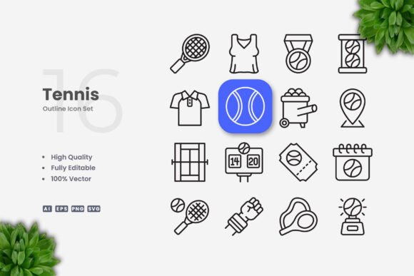 Tennis Icons: Clean Graphics for Modern Branding
