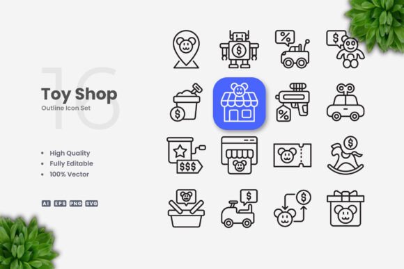 Toys Shop Icons for Modern Graphic Design