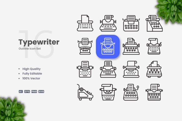 Typewriter Icons: A Versatile Graphic Design Asset for Handmade Creations