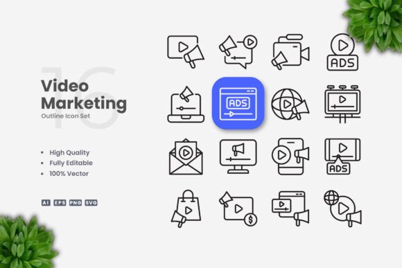 Video Marketing Icons: Clean Graphics for Modern Content