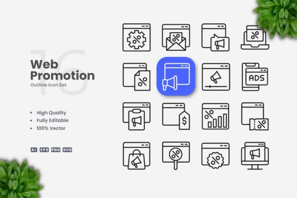 Web Promotion Icons for Modern Graphic Design