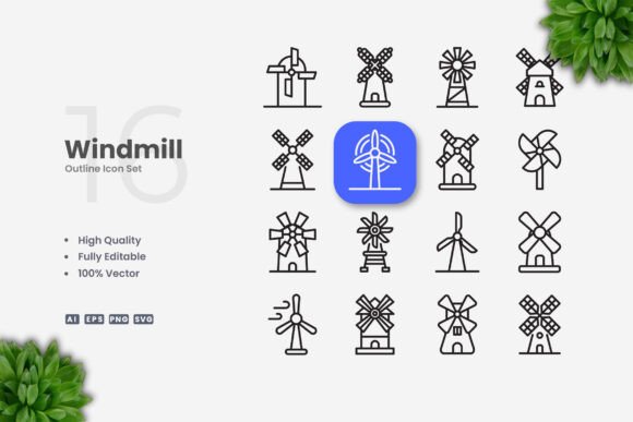 Windmill Icons: Clean Graphics for Digital and Print Products