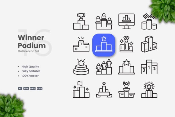 Winner Podium Icons: A Modern Graphic Asset for Local Branding