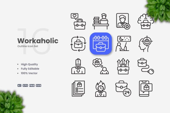 Workaholic Icons: A Versatile Graphic Design Asset